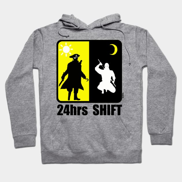 Pirate at Day, Ninja at Night, 24hr Shift Hoodie by NewSignCreation